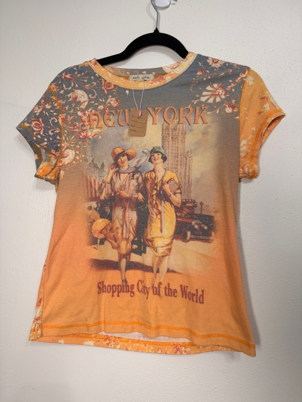 Xeit Orange Vintage Graphic New York Tee